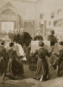 Ragazzi di Bluecoat che mostrano i loro disegni alla Regina Vittoria a Buckingham Palace, 3 aprile 1873, da 